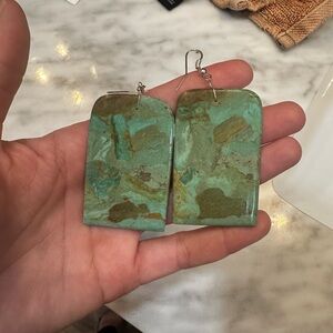Native made Turqouise slab earrings